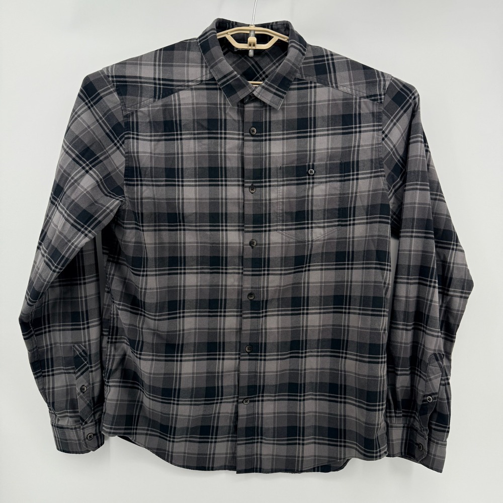 Under Armour Plaid Fitted Long Sleeve Button Down Shirt Mens XL Grey Black